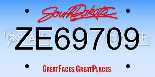 ZE69709 South Dakota License Plate