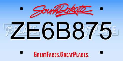 ZE6B875 South Dakota License Plate