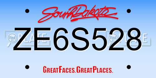 ZE6S528 South Dakota License Plate