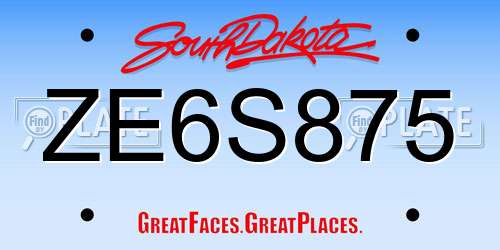 ZE6S875 South Dakota License Plate