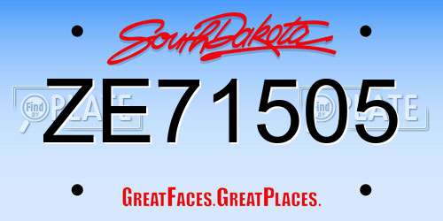 ZE71505 South Dakota License Plate