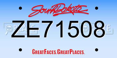 ZE71508 South Dakota License Plate