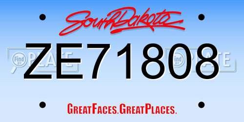 ZE71808 South Dakota License Plate