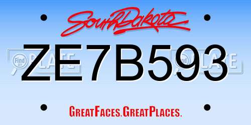 ZE7B593 South Dakota License Plate