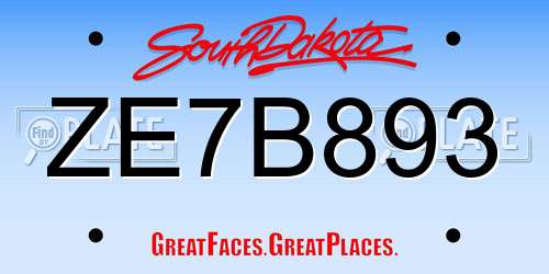 ZE7B893 South Dakota License Plate