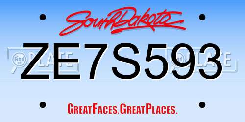 ZE7S593 South Dakota License Plate