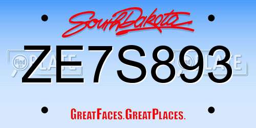 ZE7S893 South Dakota License Plate
