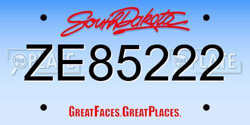 ZE85222 South Dakota License Plate