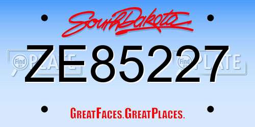 ZE85227 South Dakota License Plate