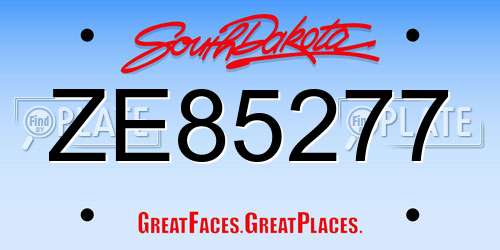ZE85277 South Dakota License Plate