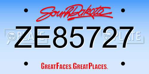 ZE85727 South Dakota License Plate