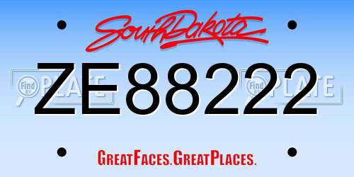 ZE88222 South Dakota License Plate
