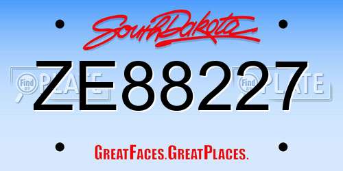 ZE88227 South Dakota License Plate