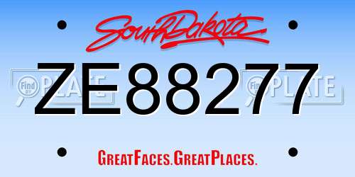 ZE88277 South Dakota License Plate