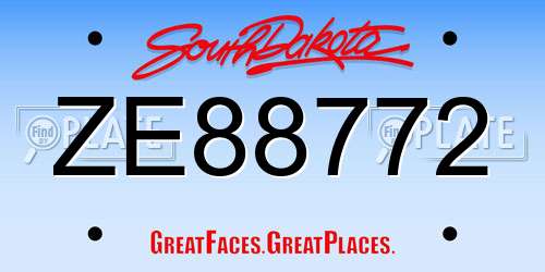 ZE88772 South Dakota License Plate