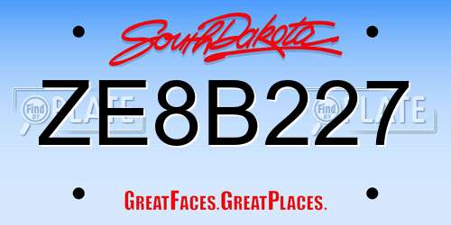 ZE8B227 South Dakota License Plate