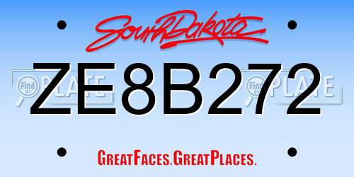 ZE8B272 South Dakota License Plate