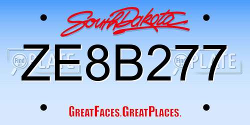 ZE8B277 South Dakota License Plate