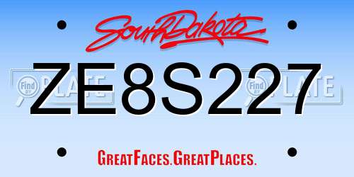 ZE8S227 South Dakota License Plate