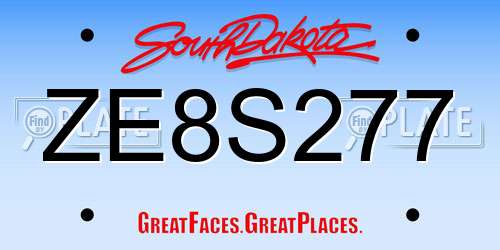 ZE8S277 South Dakota License Plate