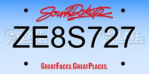 ZE8S727 South Dakota License Plate
