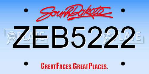 ZEB5222 South Dakota License Plate