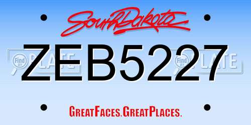 ZEB5227 South Dakota License Plate