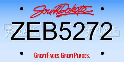 ZEB5272 South Dakota License Plate