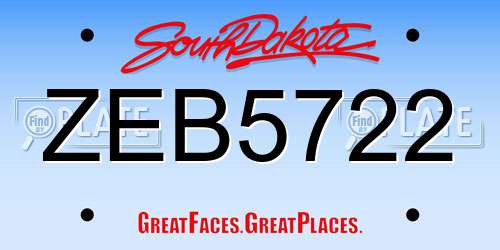 ZEB5722 South Dakota License Plate