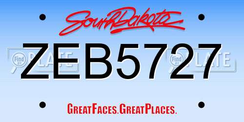 ZEB5727 South Dakota License Plate