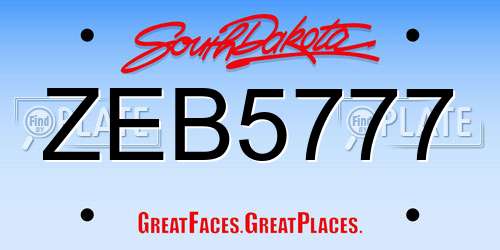 ZEB5777 South Dakota License Plate