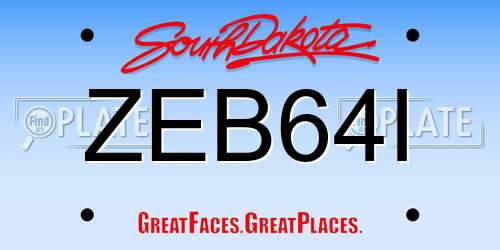 ZEB64I South Dakota License Plate