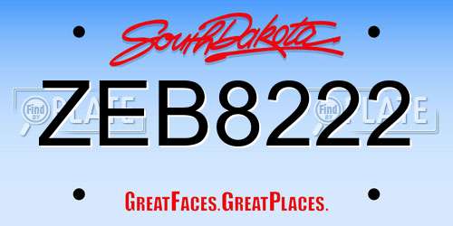 ZEB8222 South Dakota License Plate