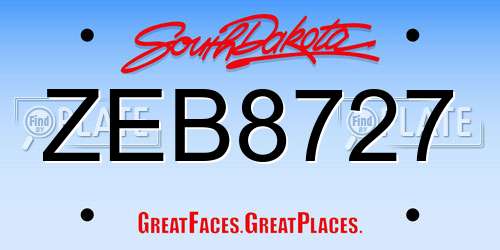 ZEB8727 South Dakota License Plate