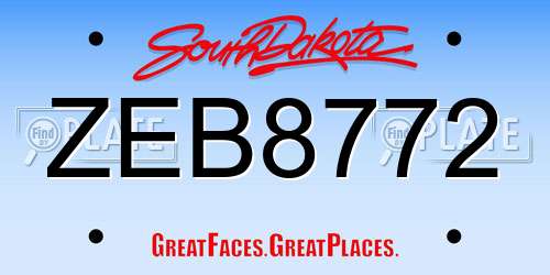 ZEB8772 South Dakota License Plate