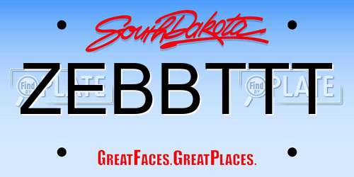 ZEBBTTT South Dakota License Plate