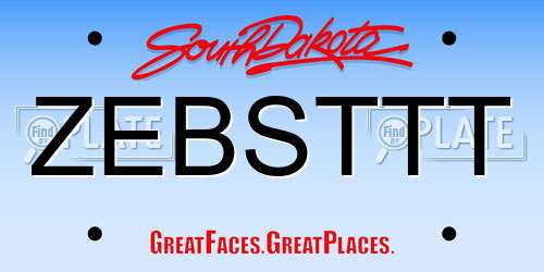 ZEBSTTT South Dakota License Plate