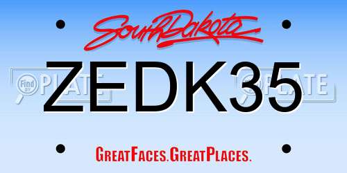 ZEDK35 South Dakota License Plate