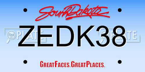 ZEDK38 South Dakota License Plate