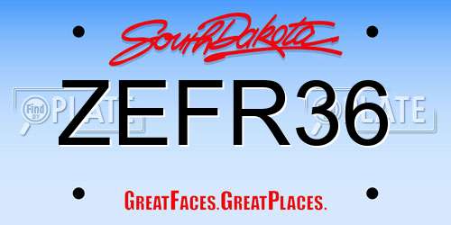 ZEFR36 South Dakota License Plate