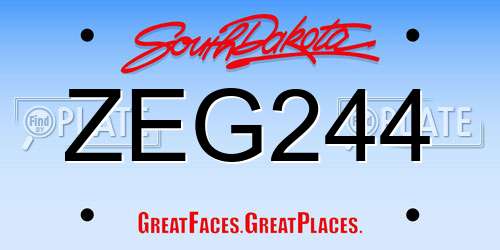 ZEG244 South Dakota License Plate