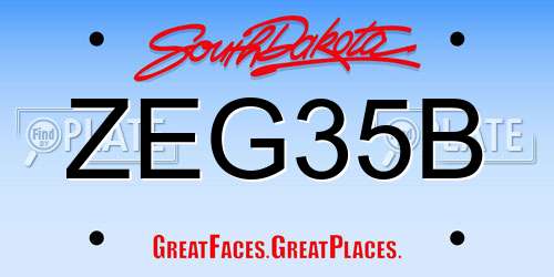 ZEG35B South Dakota License Plate