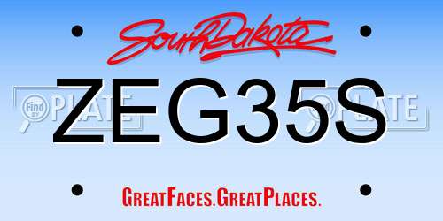 ZEG35S South Dakota License Plate