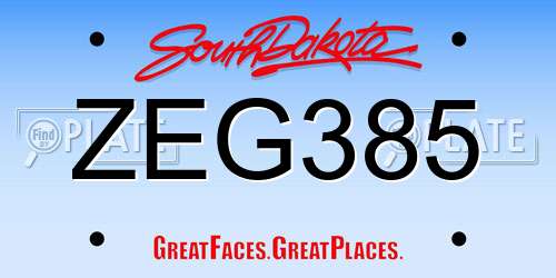ZEG385 South Dakota License Plate