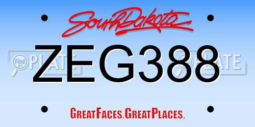 ZEG388 South Dakota License Plate