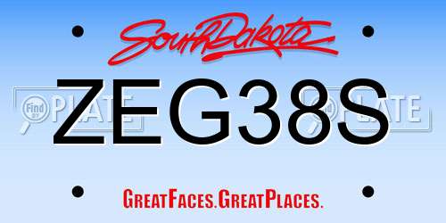 ZEG38S South Dakota License Plate