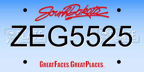 ZEG5525 South Dakota License Plate
