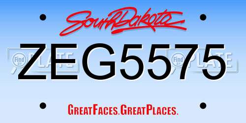 ZEG5575 South Dakota License Plate