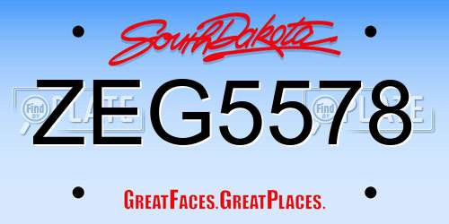 ZEG5578 South Dakota License Plate