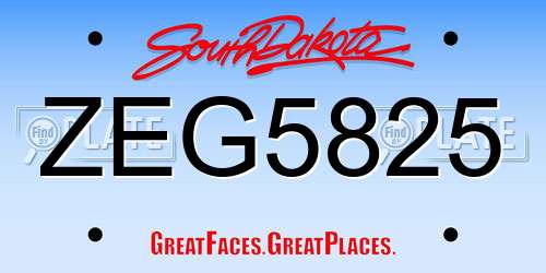 ZEG5825 South Dakota License Plate